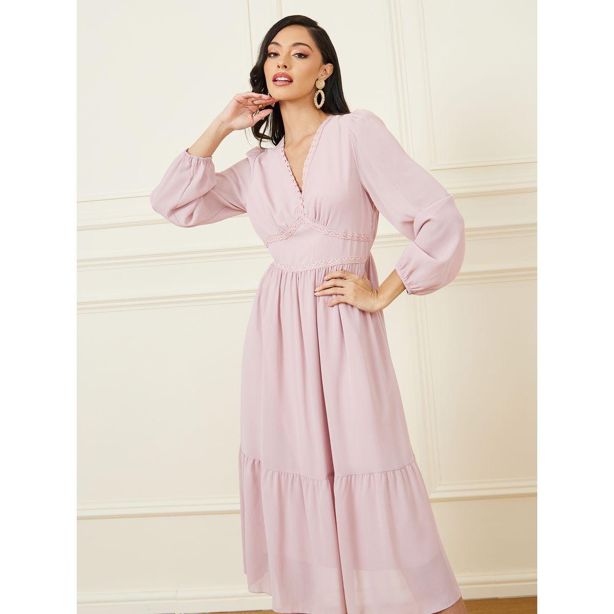 Styli Lace Detail Tiered A-Line Midi Dress-women-clothing-dresses-image-2