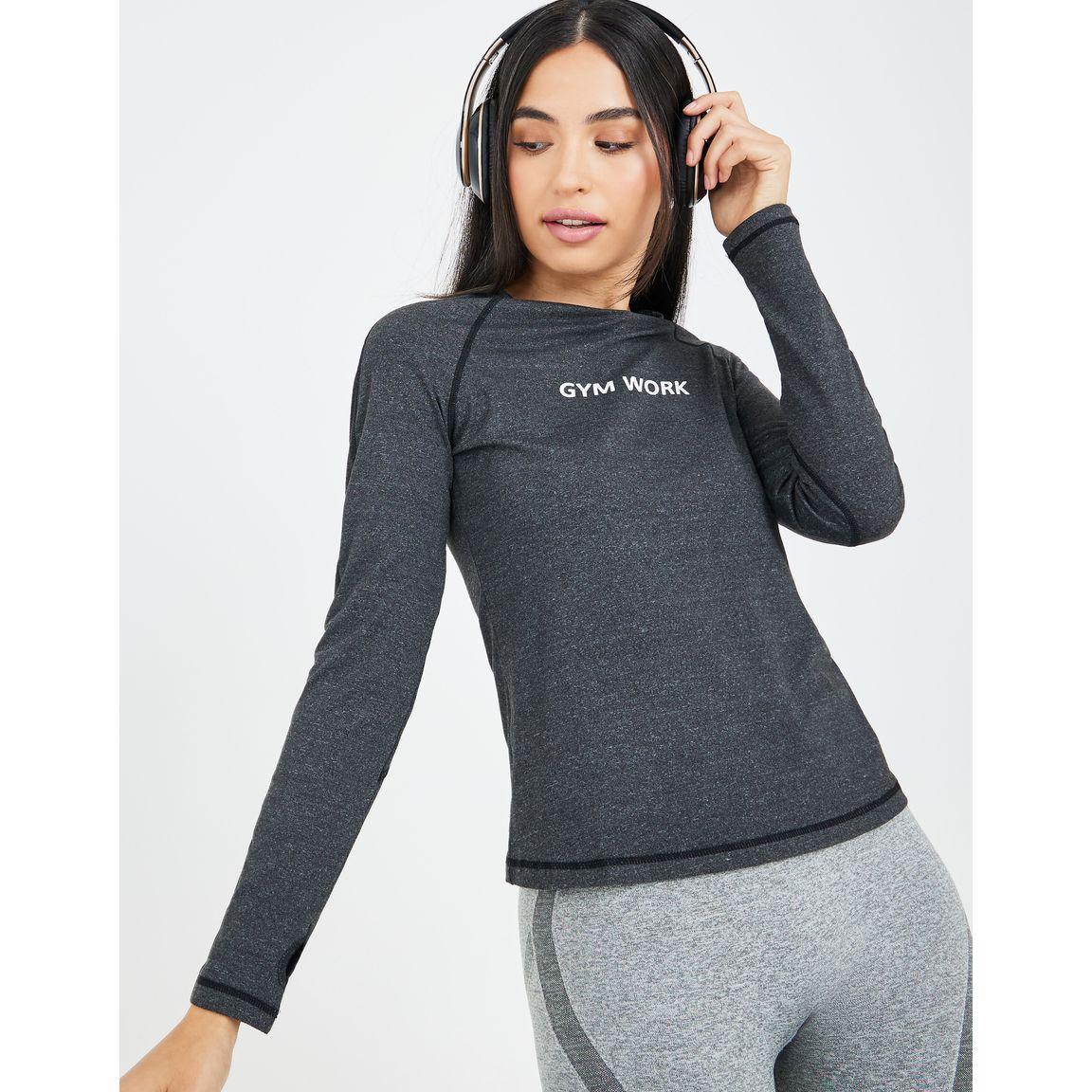 بلوزة بفتحة إبهام وتداخلات مدروزة-women-clothing-sportswearandactivewear-tshirtsandvests-image-1