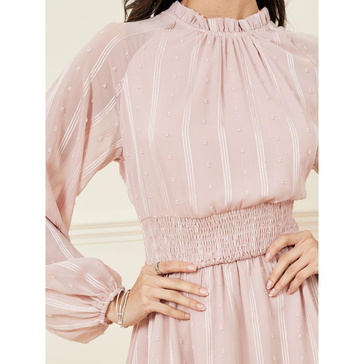 Styli Self Design Volume Sleeve A-Line Midi Dress-women-clothing-dresses-image-3