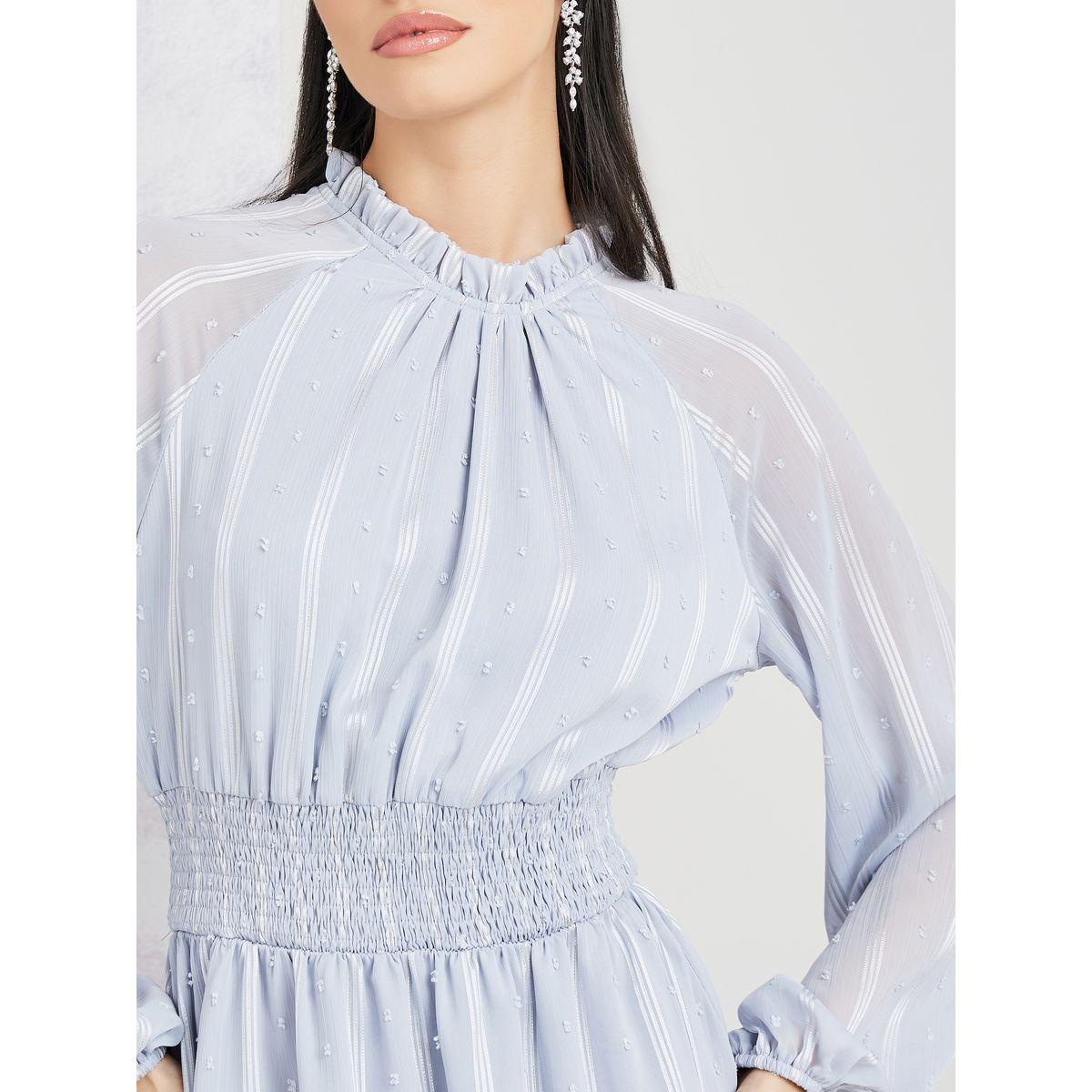 Styli Self Design Volume Sleeve A-Line Midi Dress-women-clothing-dresses-image-3