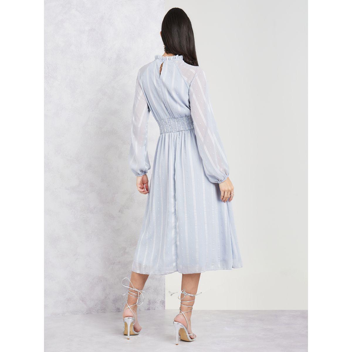 Styli Self Design Volume Sleeve A-Line Midi Dress-women-clothing-dresses-image-4