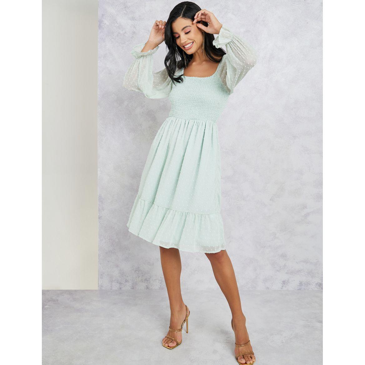 فستان بطول الركبة واكمام طويلة-women-clothing-dresses-image-1