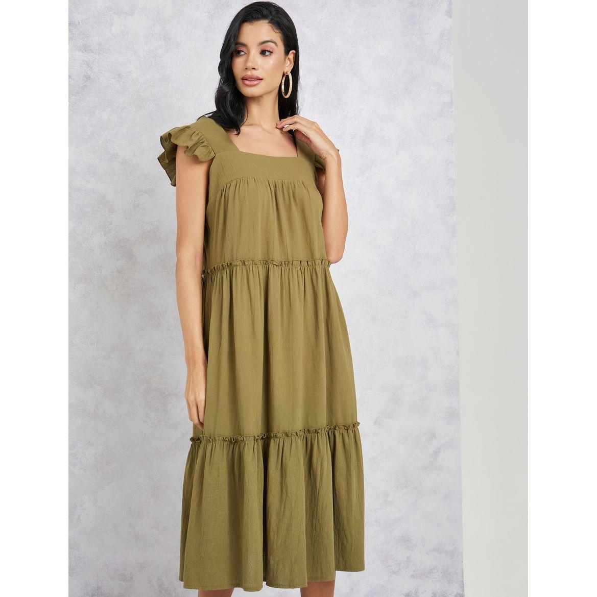 فستان ميدي بكسرات وجيوب-women-clothing-dresses-image-1