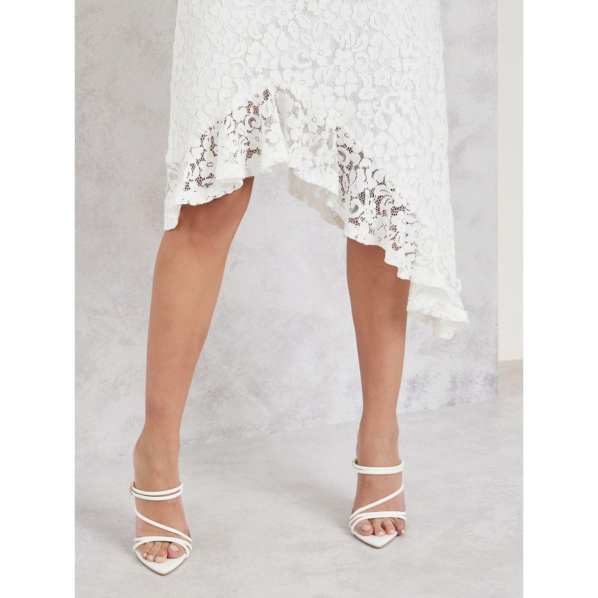 Styli All Over Lace One Shoulder Sleeves Asymmetric Hem A-Line Midi Dress-women-clothing-dresses-image-3
