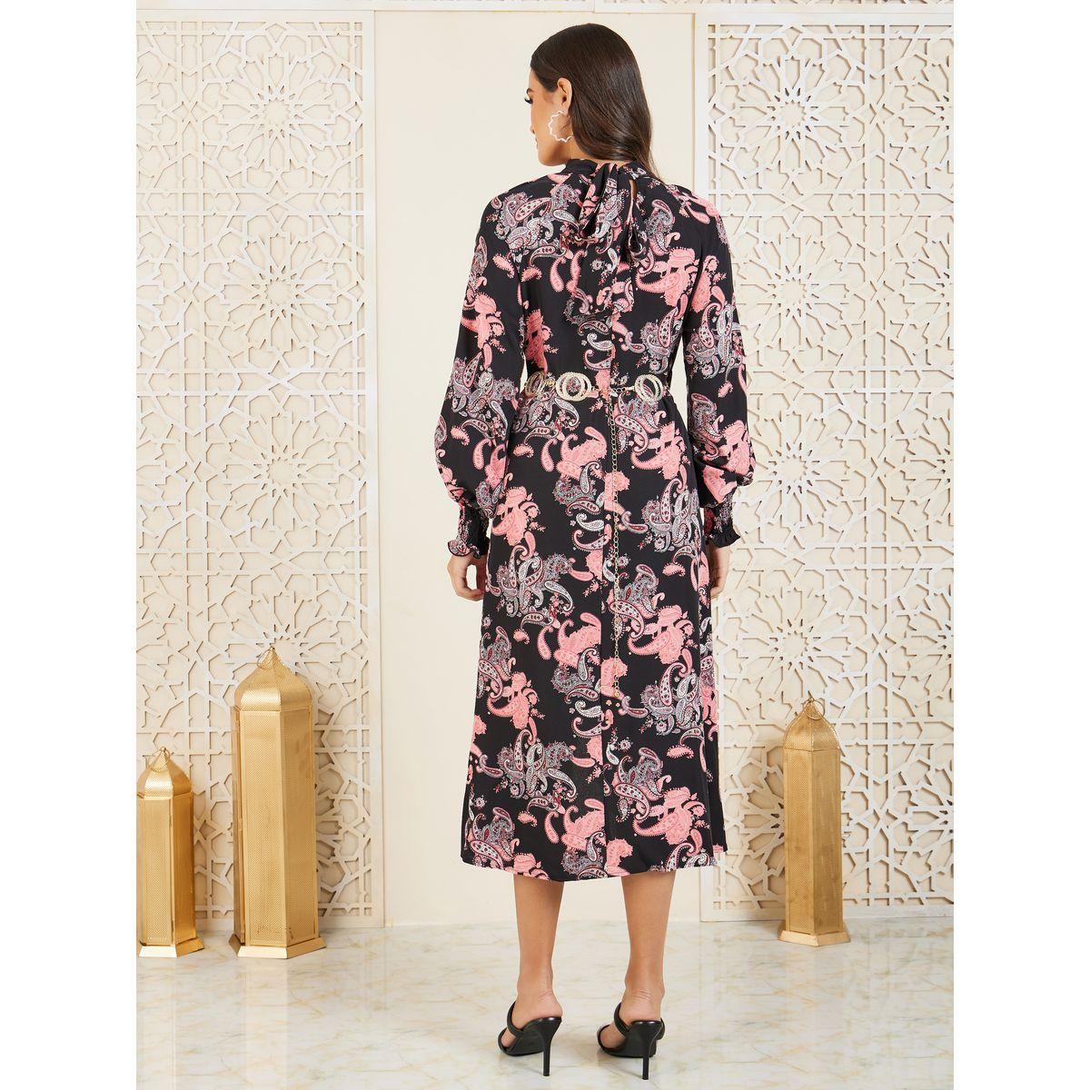 فستان ميدي بحافة غير متماثلة الطول-women-clothing-dresses-image-4