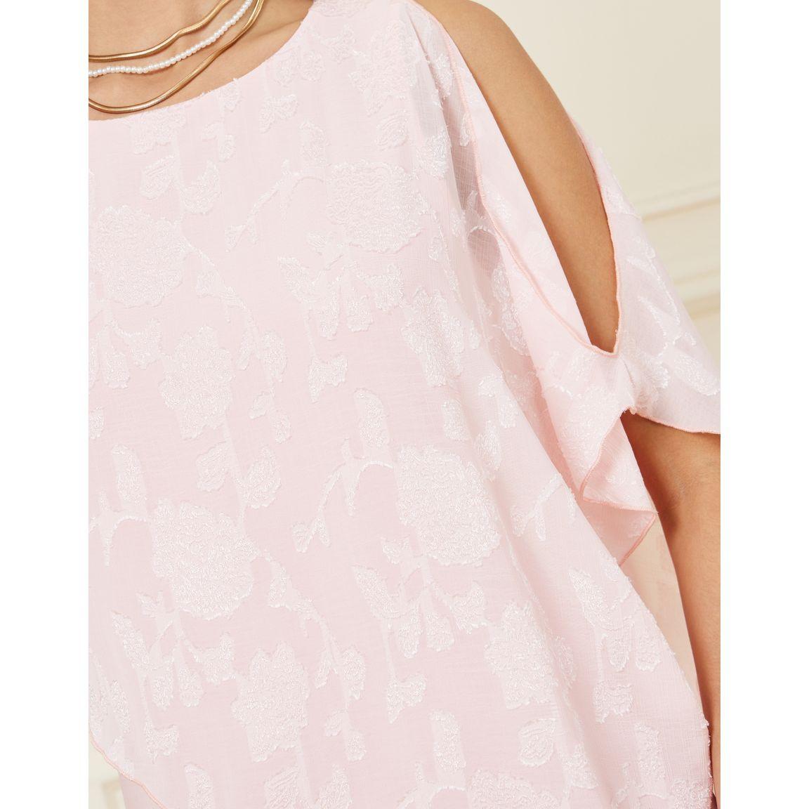 Styli Burnout Texture Cape Sleeves Shift Midi Dress-women-clothing-dresses-image-3