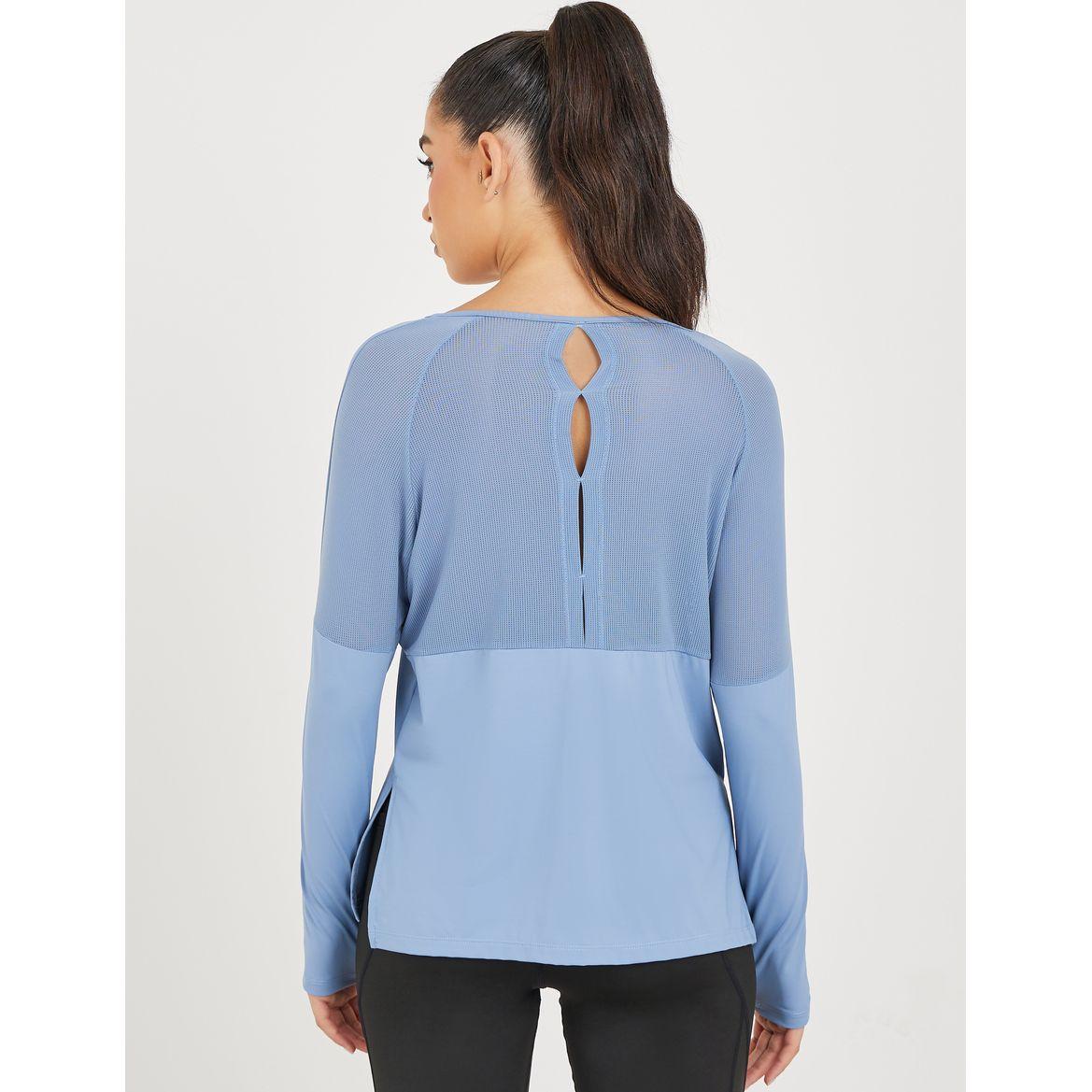 Styli Active Side Slit Half Back Mesh Panel Long Sleeve Top-women-clothing-sportswearandactivewear-tshirtsandvests-image-4