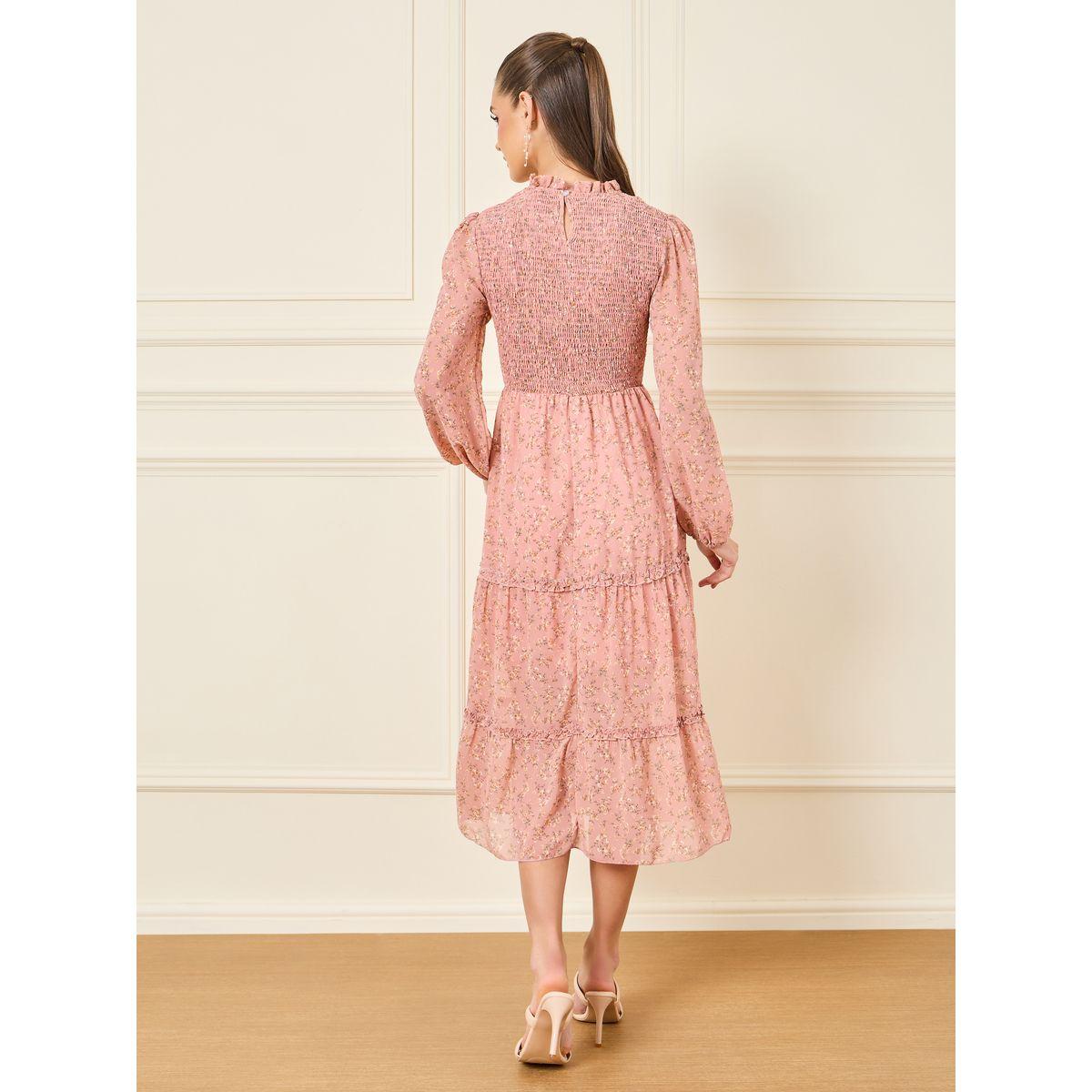 Styli Ditsy Print High Rise Smocked Detail Tiered Midi Dress-women-clothing-dresses-image-4