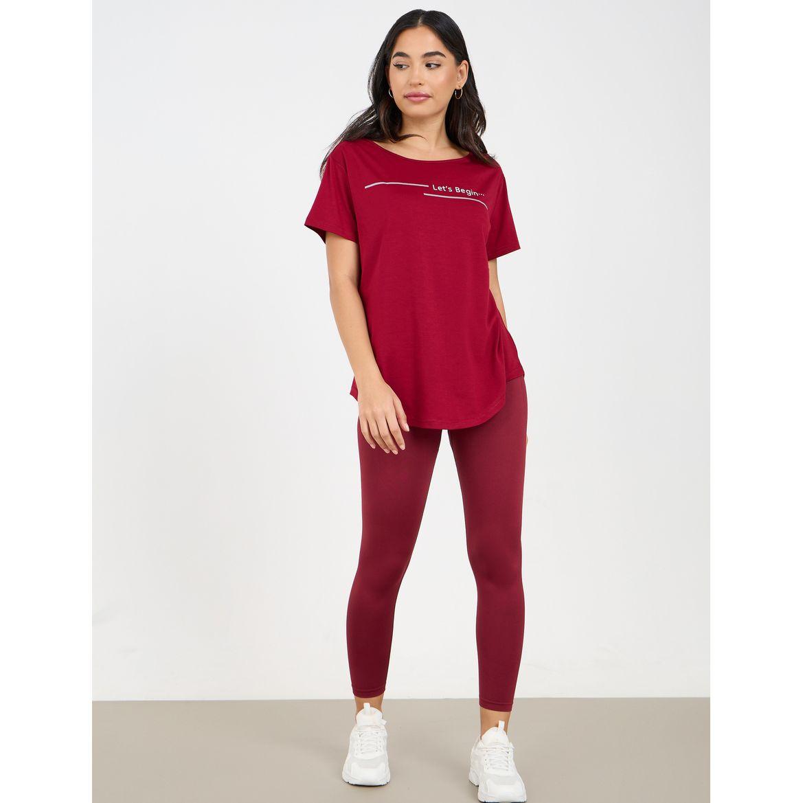 Styli Active Slogan Print Loose Yoga Top-women-clothing-sportswearandactivewear-tshirtsandvests-image-2