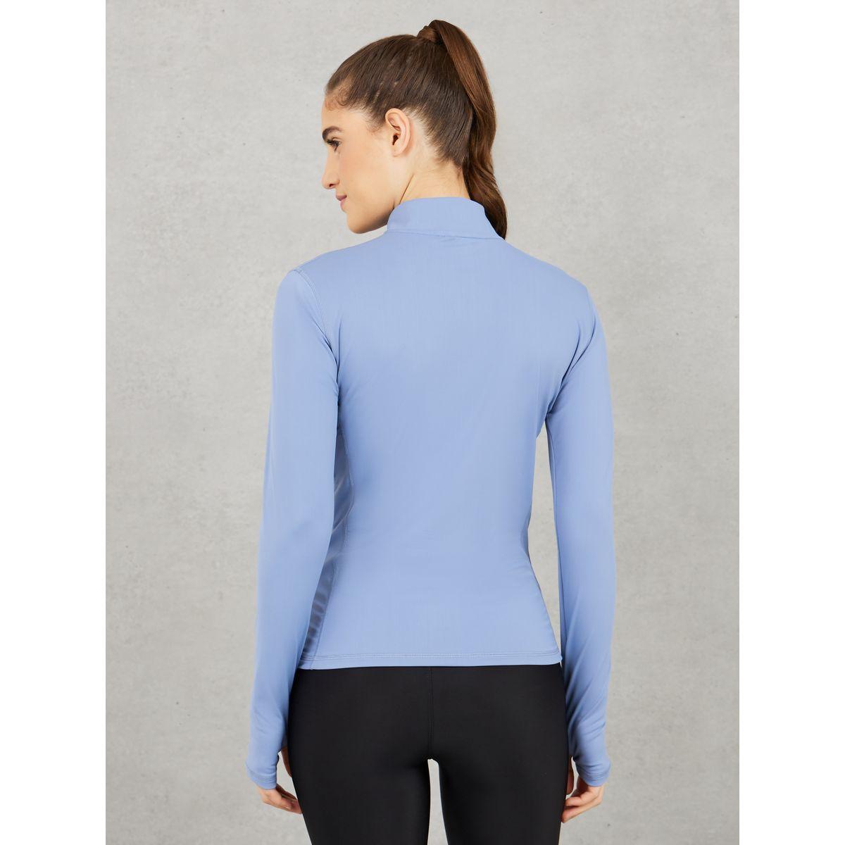 Styli Active Stitch Detail Half Zip Closure Thumbhole Sleeves Top-women-clothing-sportswearandactivewear-tshirtsandvests-image-4