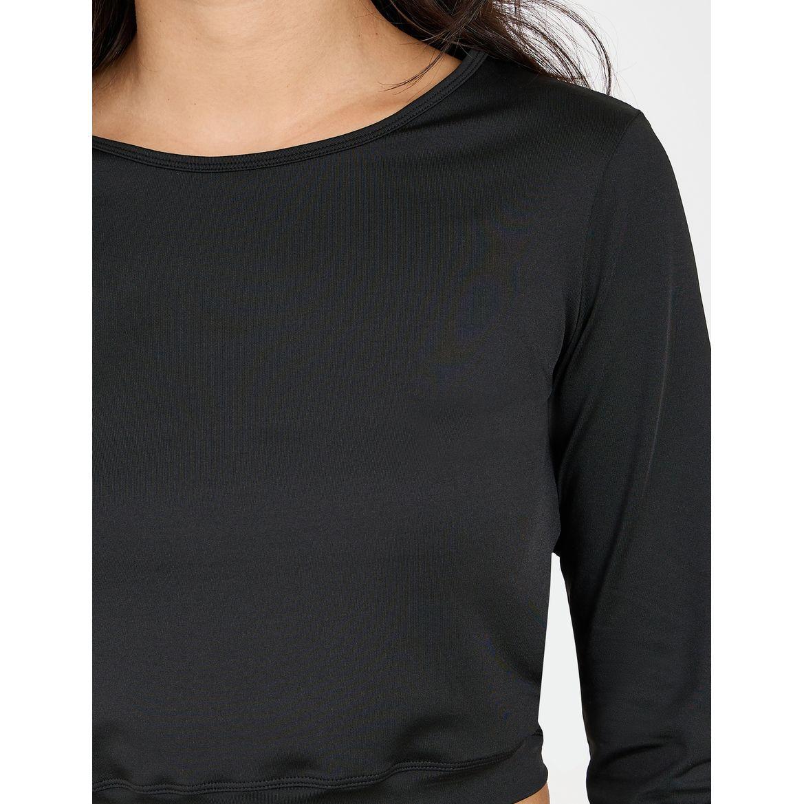 Styli Active Solid Crop Top with Thumbhole Detail with Side Striped Leggings Set-women-clothing-sportswearandactivewear-trackpantsandtracksuits-image-4