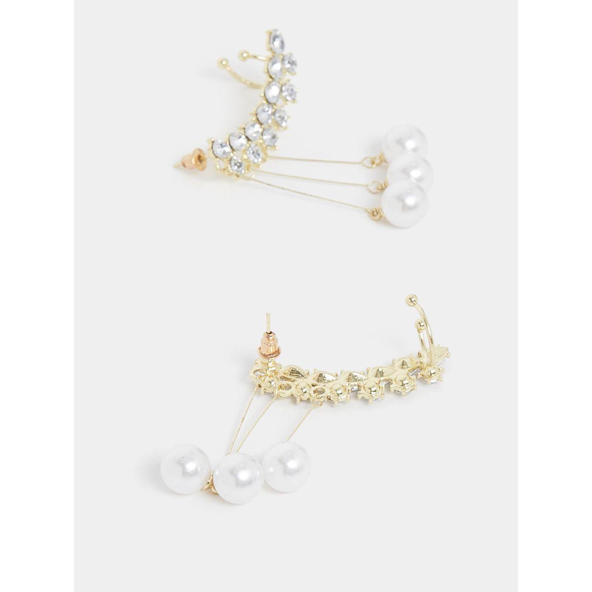 Styli Rhinestone Embellished Pearl Drop Ear Cuff-women-watchesandjewellery-jewellery-earrings-image-4