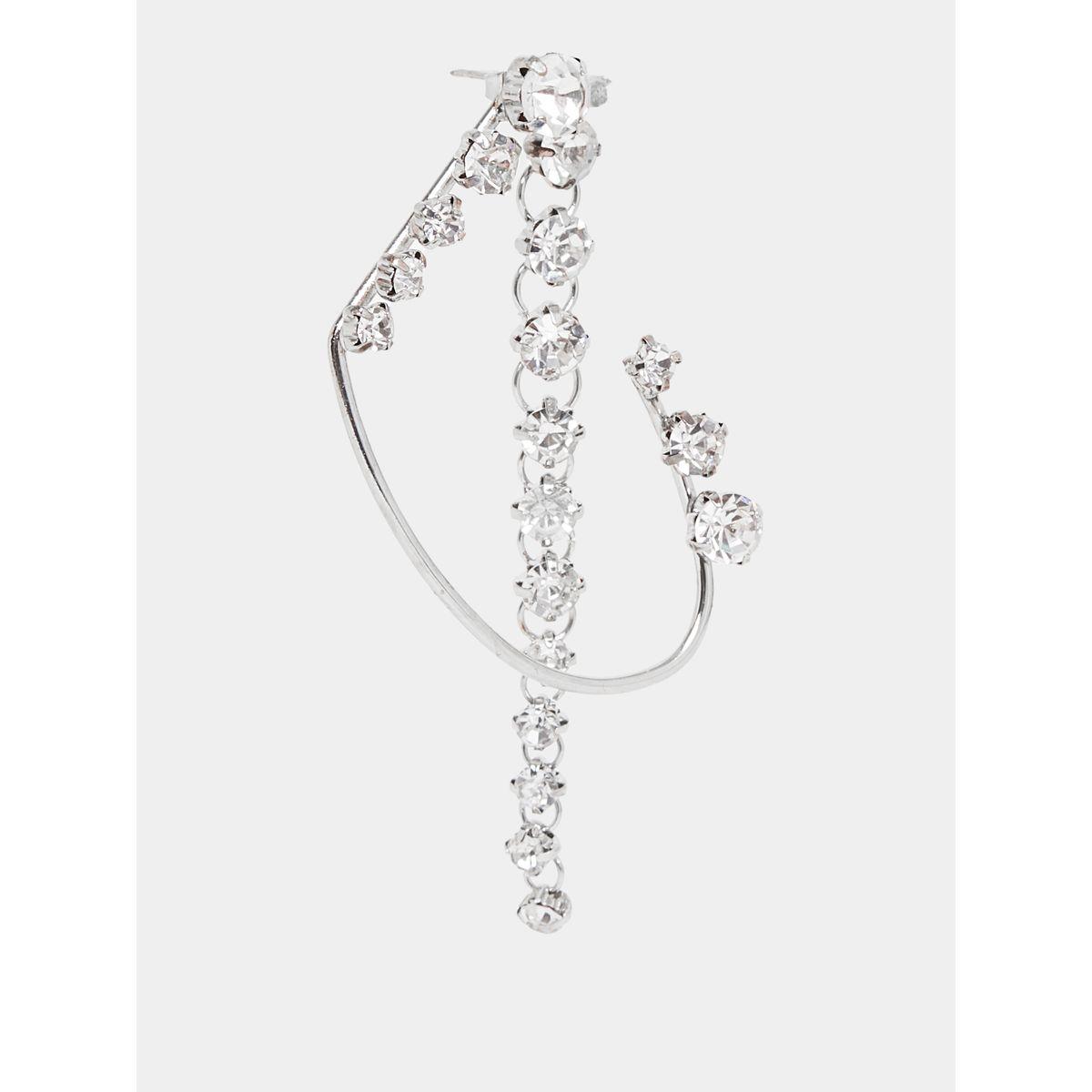 Styli Embellished Rhinestone Dangle Ear Cuff-women-watchesandjewellery-jewellery-earrings-image-1