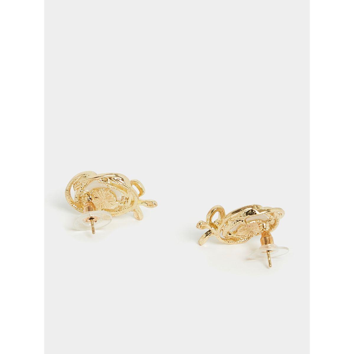 Styli Pearl Flora Bow Metal Detail Earrings-women-watchesandjewellery-jewellery-earrings-image-4