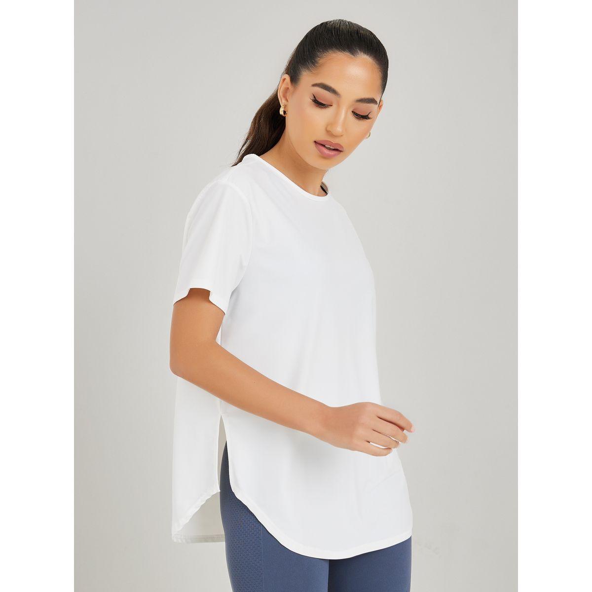 ستيلي أكتيف وسط الظهر الشعار البسيط في خط اليوغا الفضفاض-women-clothing-sportswearandactivewear-tshirtsandvests-image-3