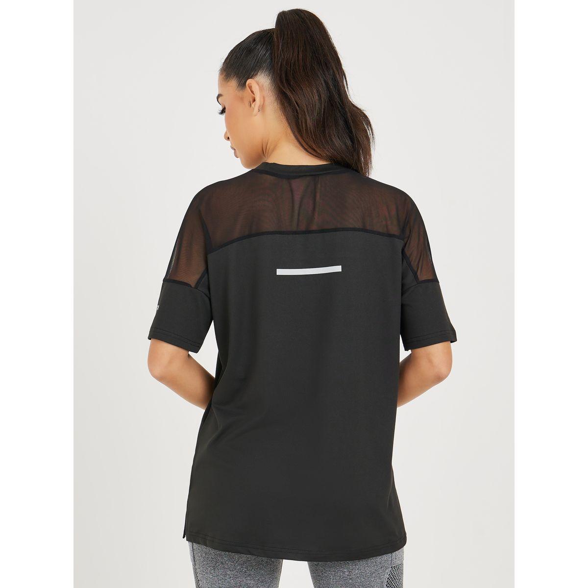 Styli Active Sleeves & Back Mesh Insert Reflective Stripe Detail Top-women-clothing-sportswearandactivewear-tshirtsandvests-image-4
