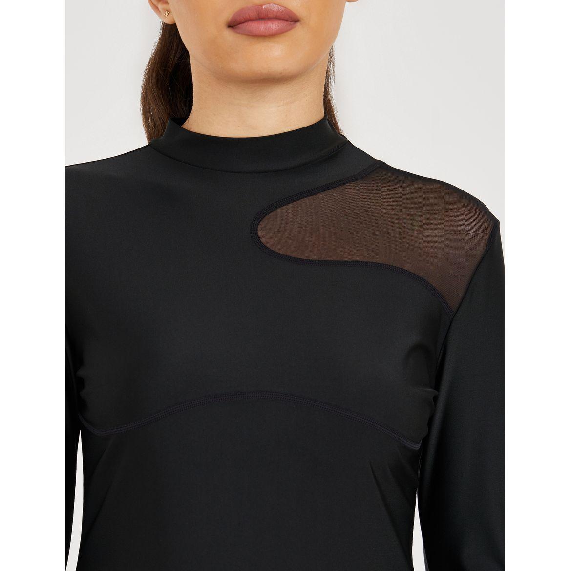 Styli Active One Shoulder Mesh Insert Thumbhole Detail Top-women-clothing-sportswearandactivewear-tshirtsandvests-image-3