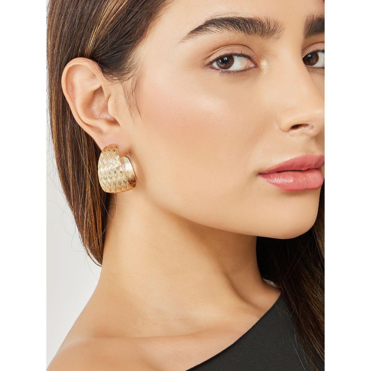 Styli Set of 3 - Metal Texture Chunky Hoop Earrings-women-watchesandjewellery-jewellery-earrings-image-3