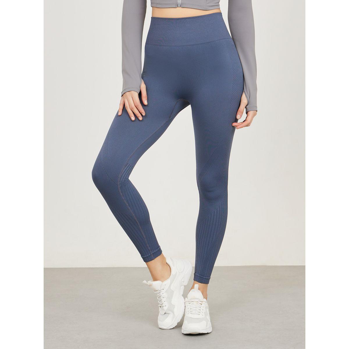Styli Active High Rise Wide Waist Textured Panel Leggings-women-clothing-sportswearandactivewear-bottoms-image-1