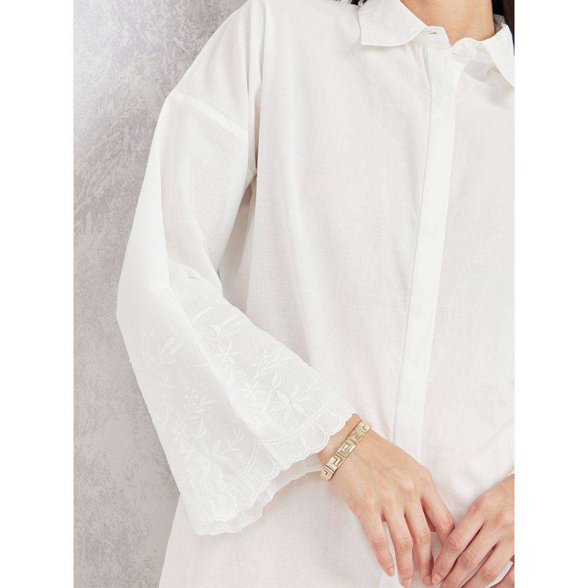 Styli Solid Embroidered Sleeve Detail Shirt-women-clothing-shirtsandblouses-shirts-image-4
