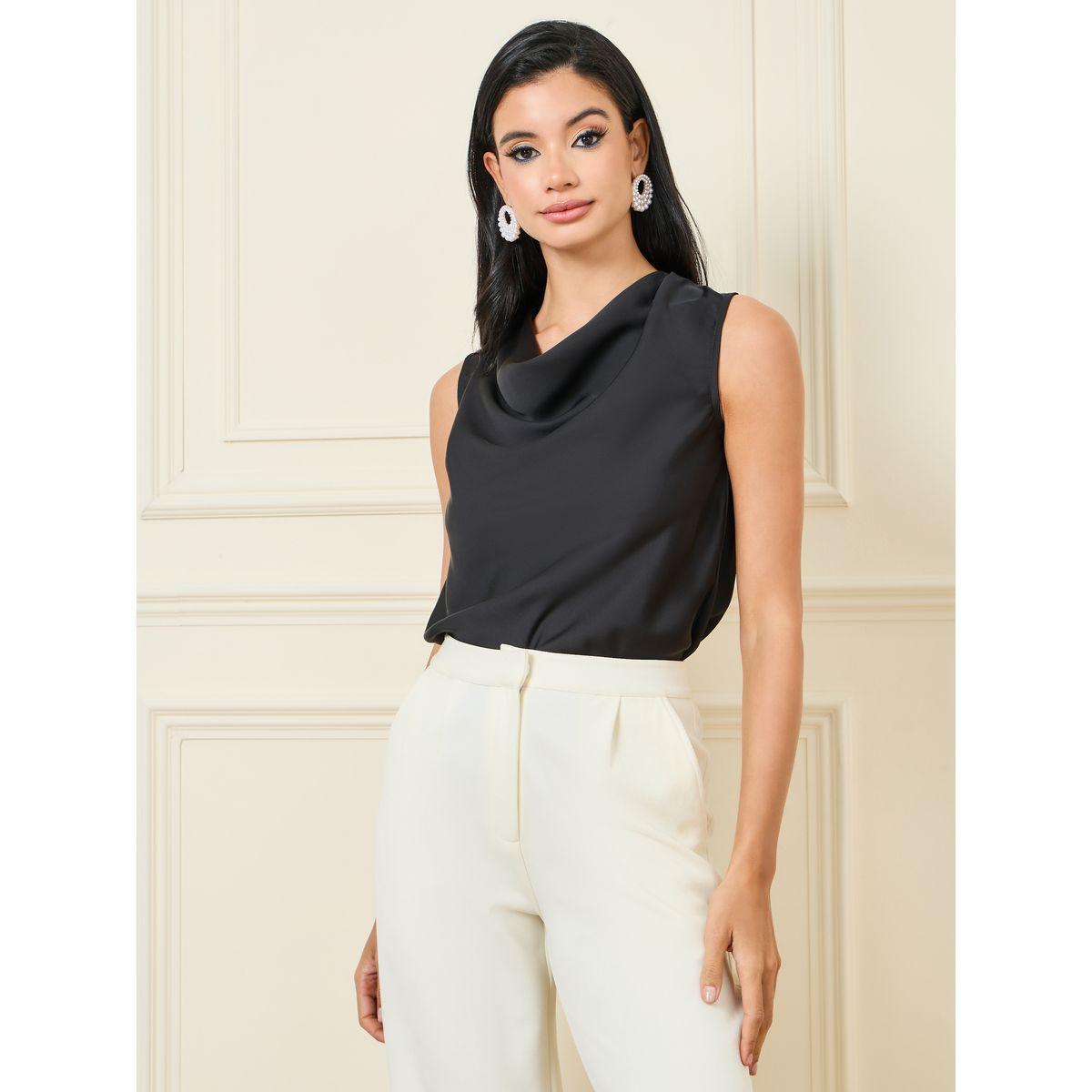 Styli Satin Cowl Neck Sleeveless Blouse-women-clothing-shirtsandblouses-blouses-image-1