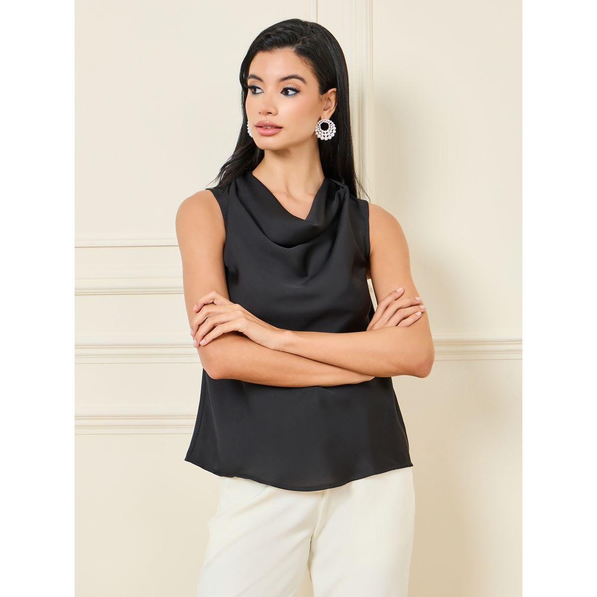 بلوزة ساتان بلا اكمام وياقة منسدلة-women-clothing-shirtsandblouses-blouses-image-2