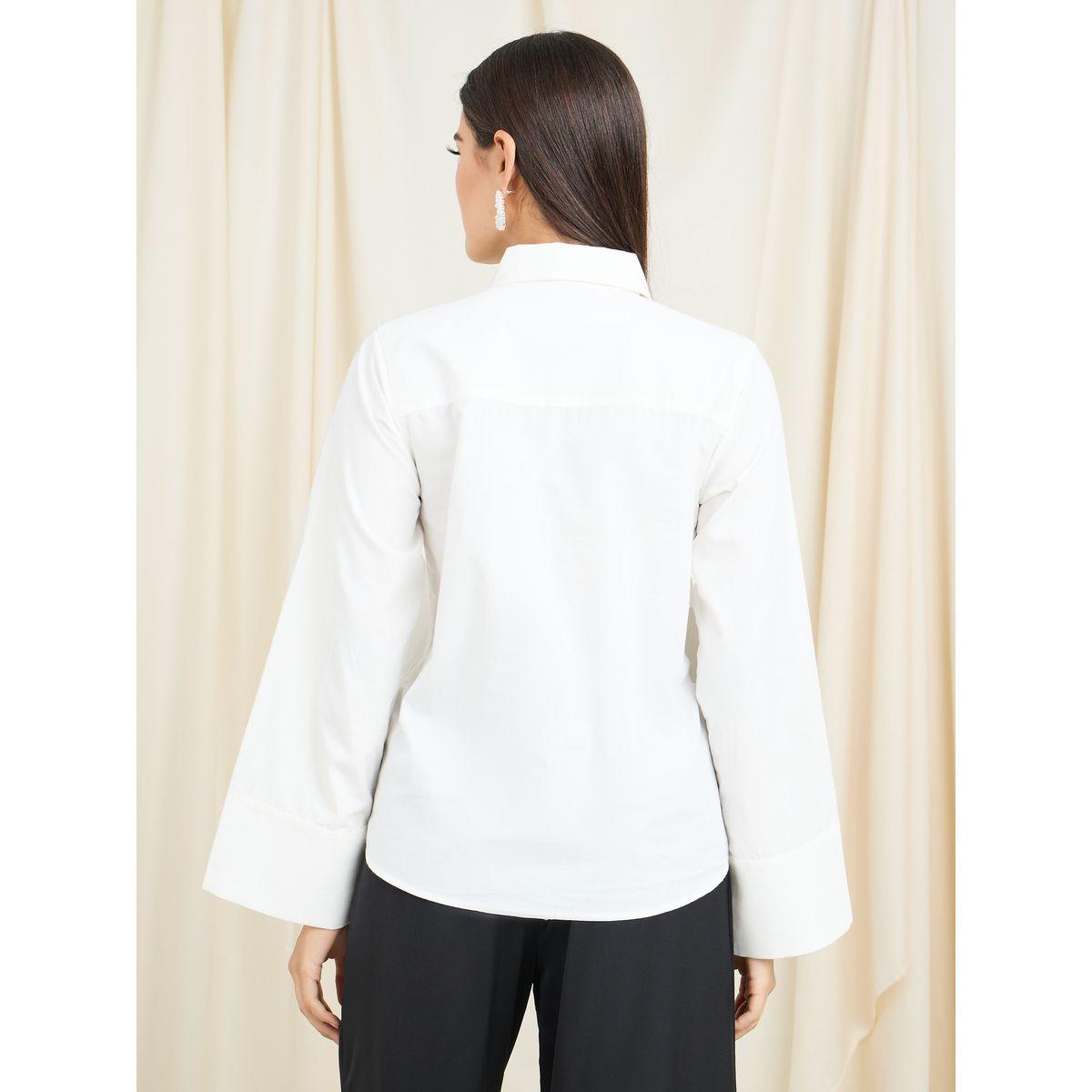 Styli Solid Wide Cuff Sleeve Shirt-women-clothing-shirtsandblouses-shirts-image-5