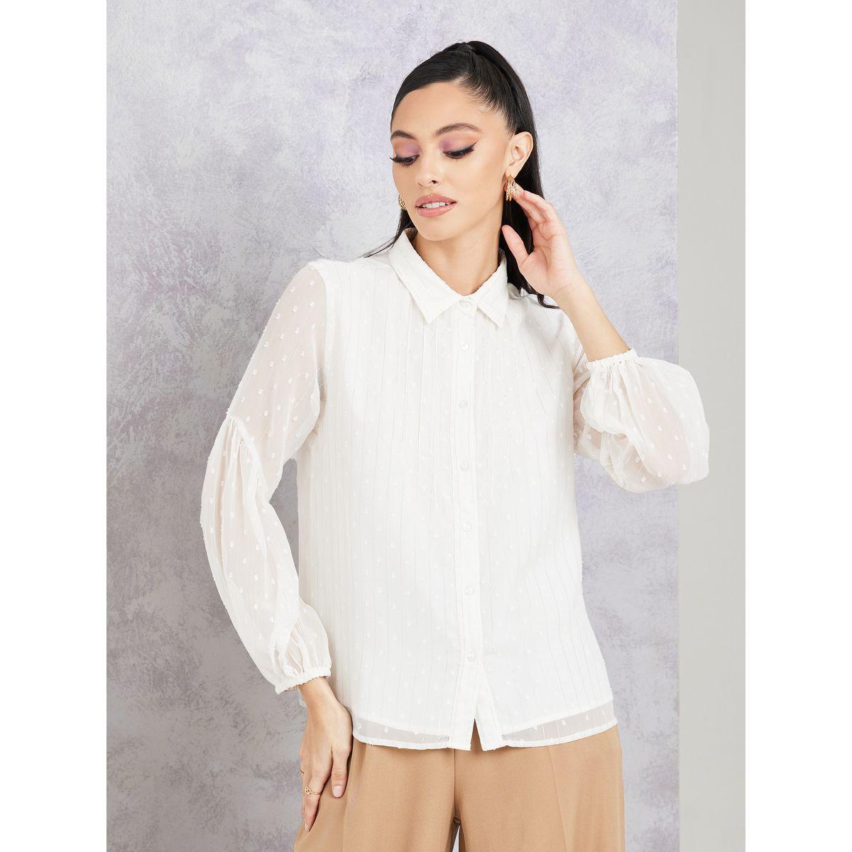 Styli Dobby Long Sleeves Collared Shirt-women-clothing-shirtsandblouses-shirts-image-3
