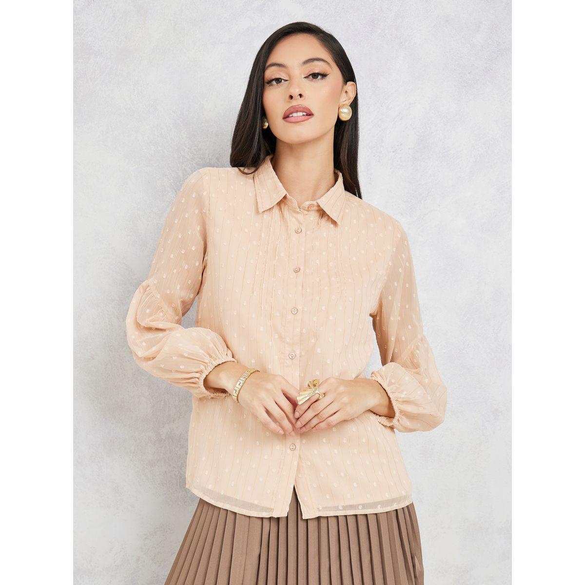 Styli Dobby Long Sleeves Collared Shirt-women-clothing-shirtsandblouses-shirts-image-2