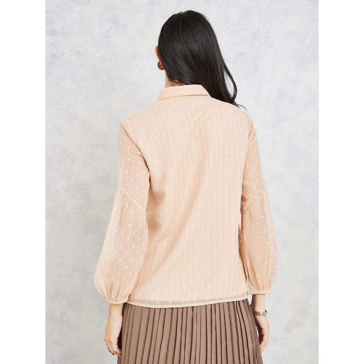 Styli Dobby Long Sleeves Collared Shirt-women-clothing-shirtsandblouses-shirts-image-5