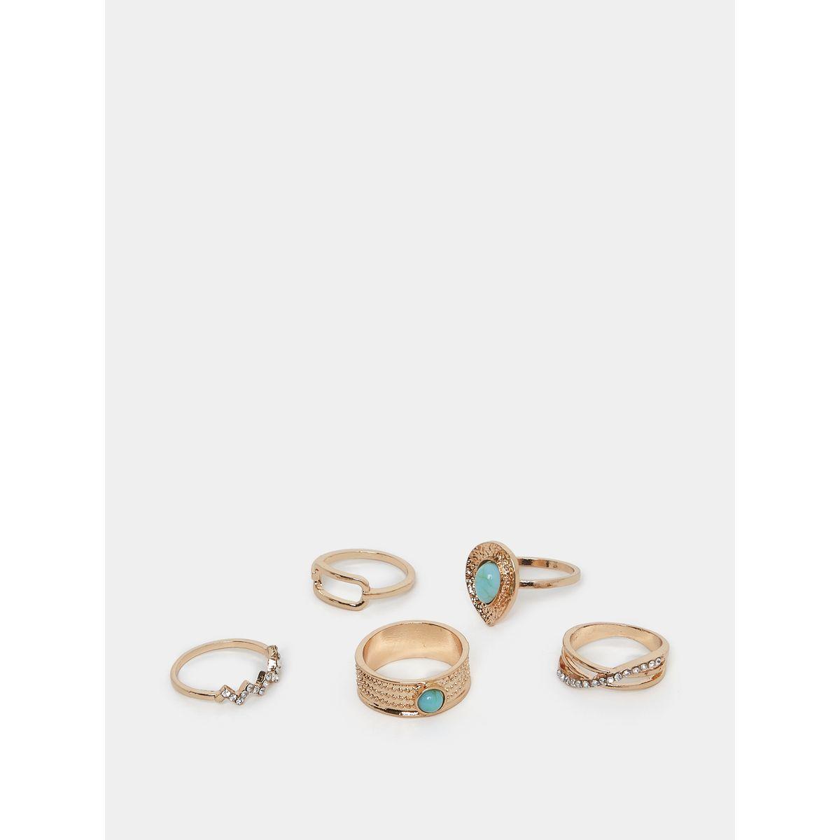 مجموعة من 5 خواتم مزينة بحجر كريم-women-watchesandjewellery-jewellery-rings-image-2