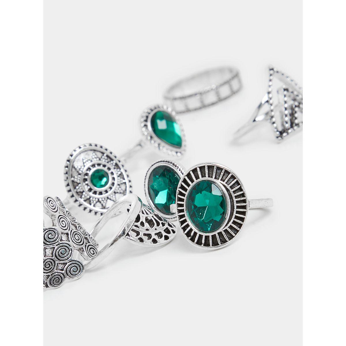 Styli Set of 9 - Embellished Faux Gemstone Rings-women-watchesandjewellery-jewellery-rings-image-2