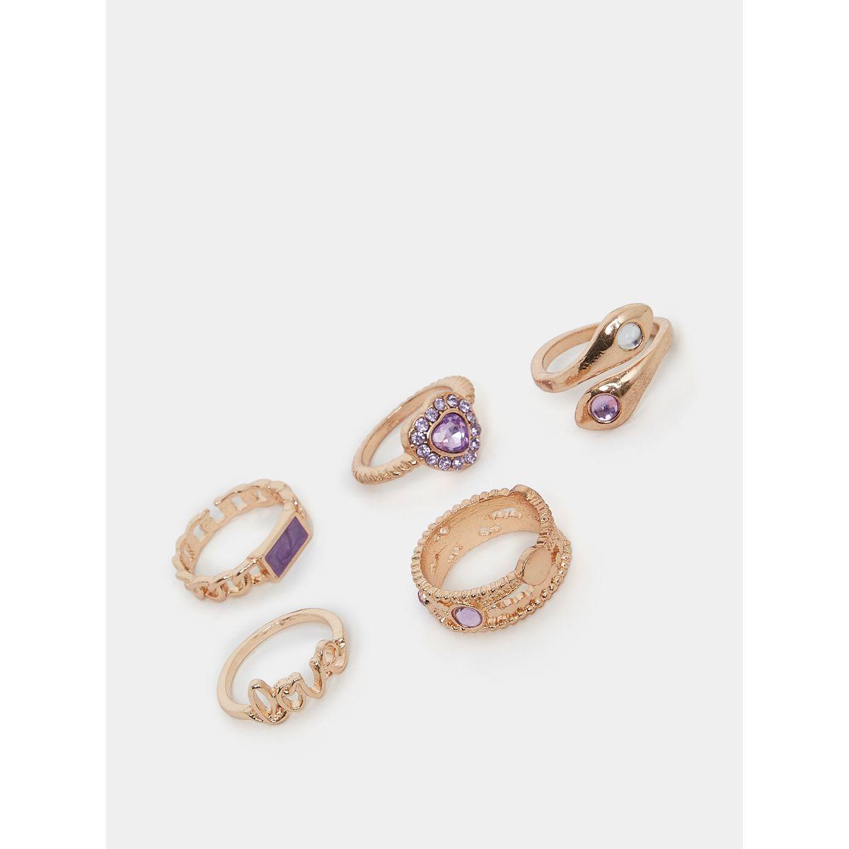 Styli Set of 5 - Embellished Rhinestone Rings-women-watchesandjewellery-jewellery-rings-image-1