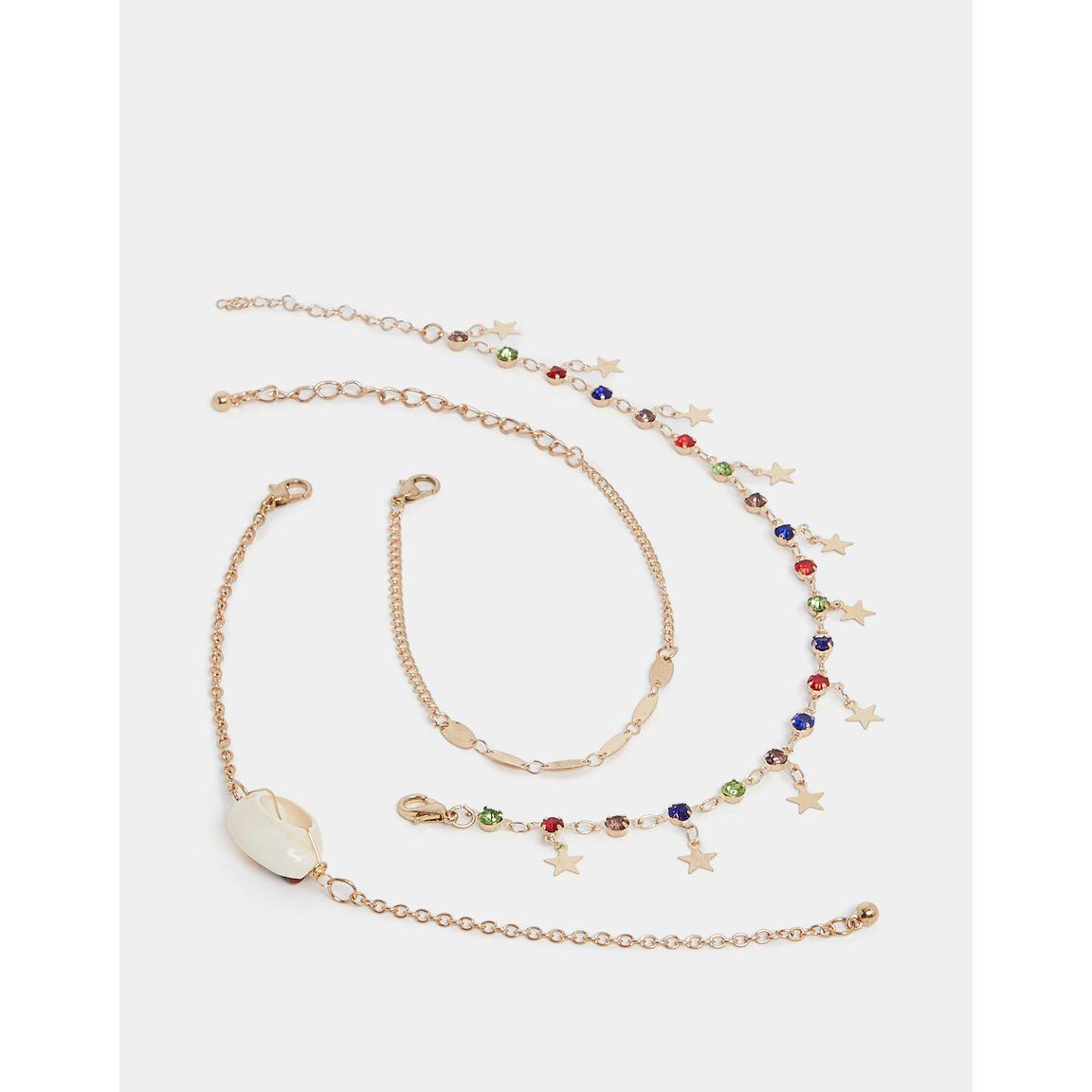 Styli Set of 3 - Drop Star Chain Anklet-women-watchesandjewellery-jewellery-anklets-image-1