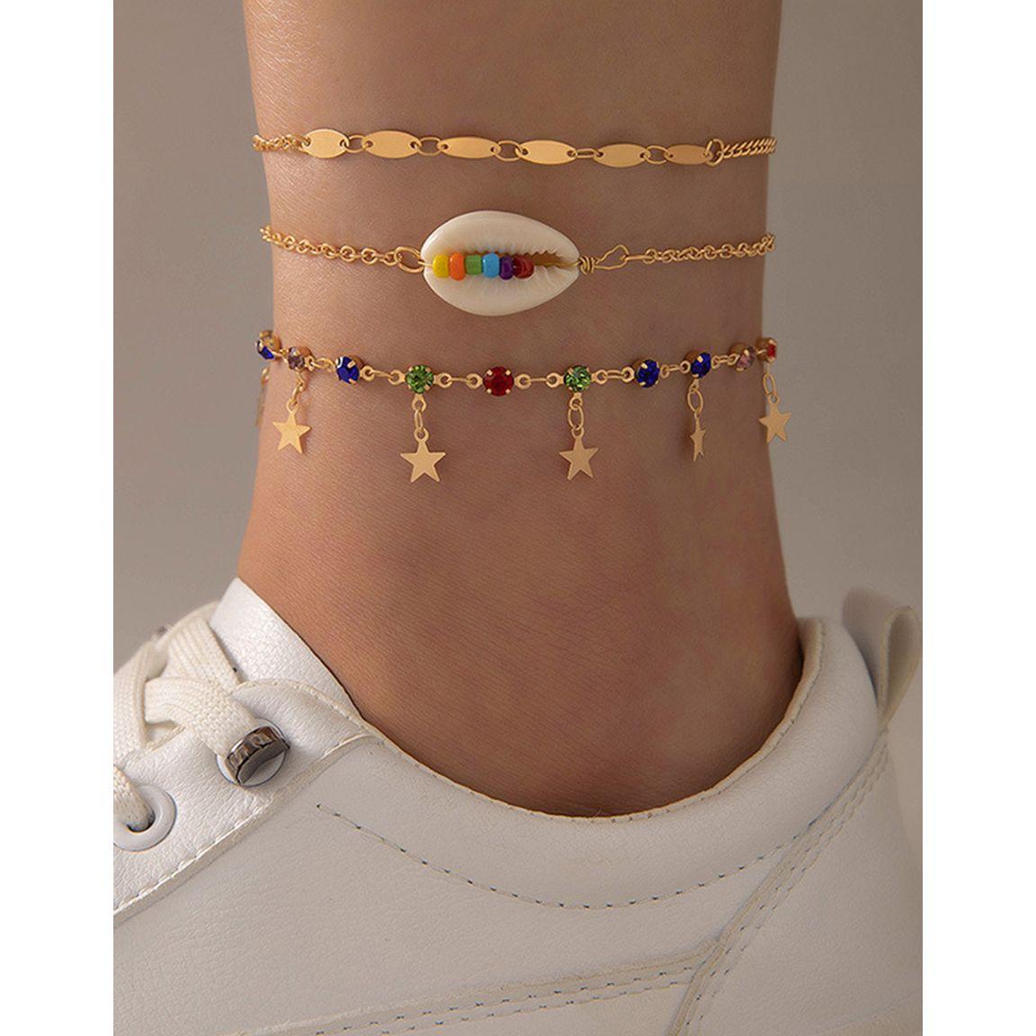 Styli Set of 3 - Drop Star Chain Anklet-women-watchesandjewellery-jewellery-anklets-image-4