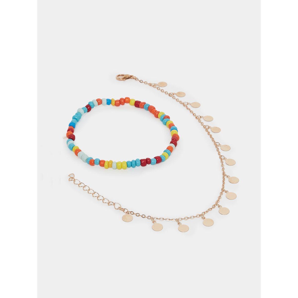 Styli Set of 2 - Coin Drop Chain Anklet-women-watchesandjewellery-jewellery-anklets-image-1