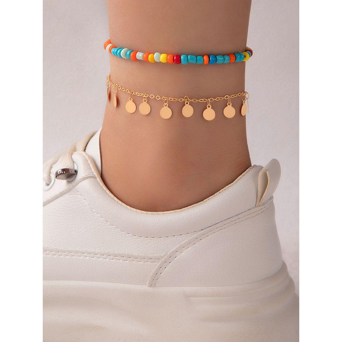 Styli Set of 2 - Coin Drop Chain Anklet-women-watchesandjewellery-jewellery-anklets-image-4