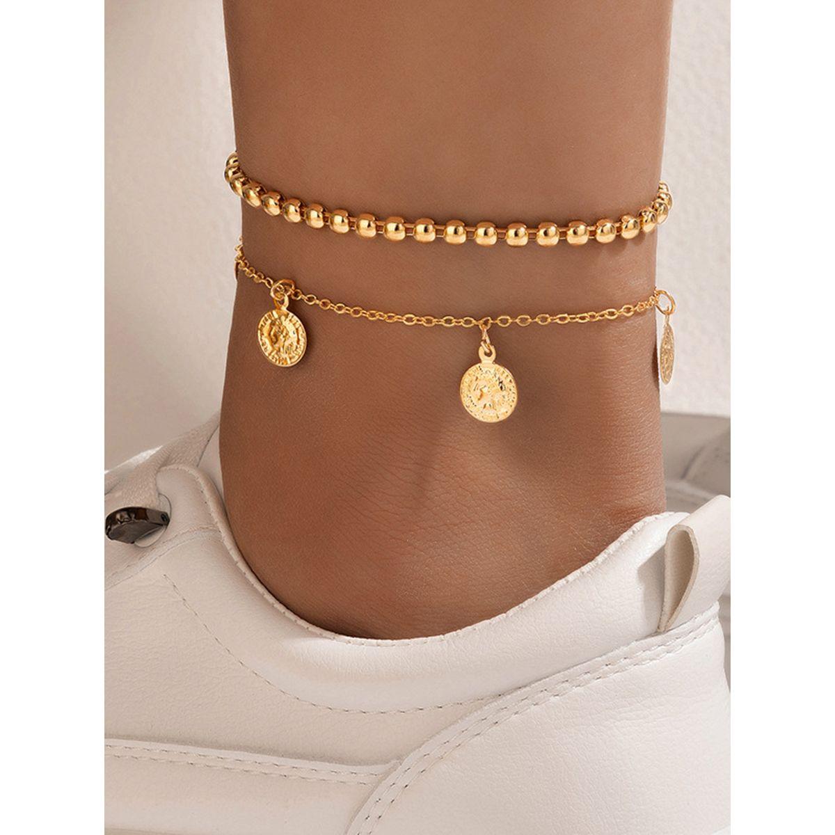 Styli Set of 2 - Embellished Coin Drop Anklet-women-watchesandjewellery-jewellery-anklets-image-4