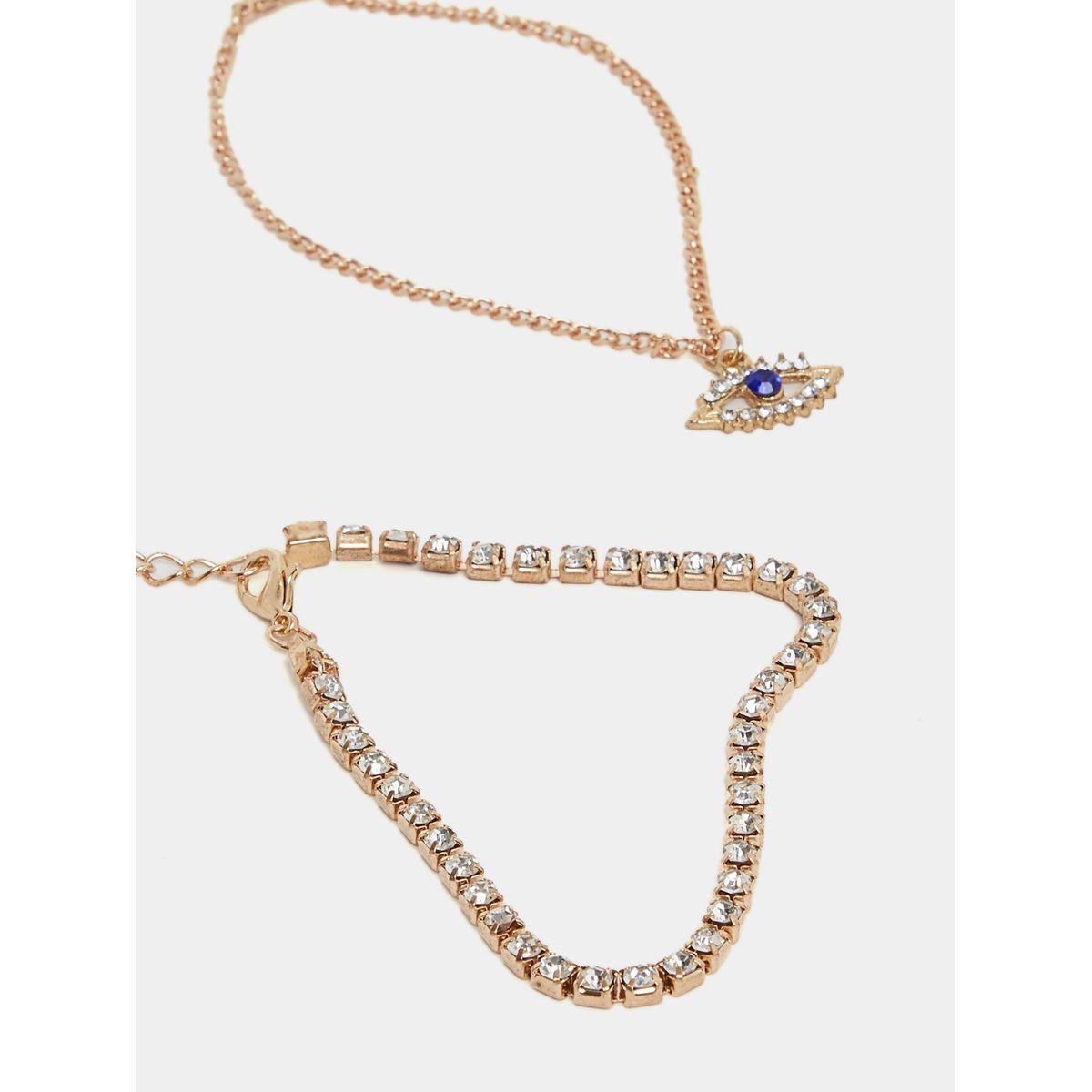Styli Set of 2 - Embellished Eyelet Chain Anklet-women-watchesandjewellery-jewellery-anklets-image-1