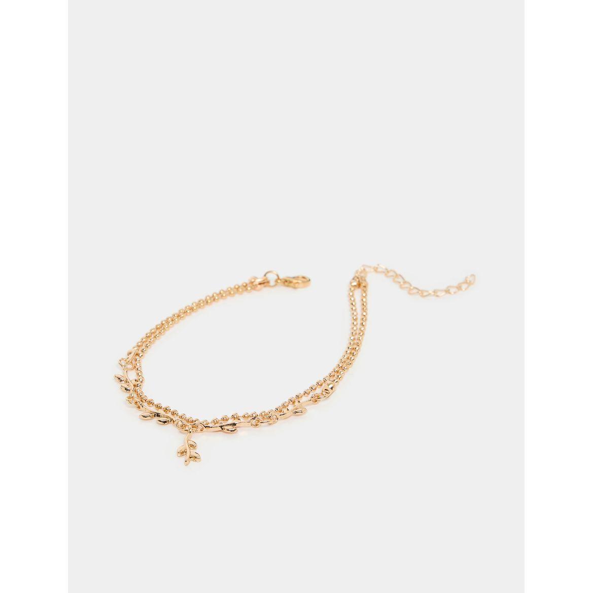 Styli Leaf Design Layered Anklet-women-watchesandjewellery-jewellery-anklets-image-1