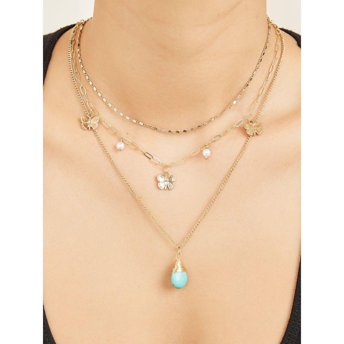 Styli Layered Pendant Necklace with Lobster Clasp Closure-women-watchesandjewellery-jewellery-necklacesandpendants-image-1