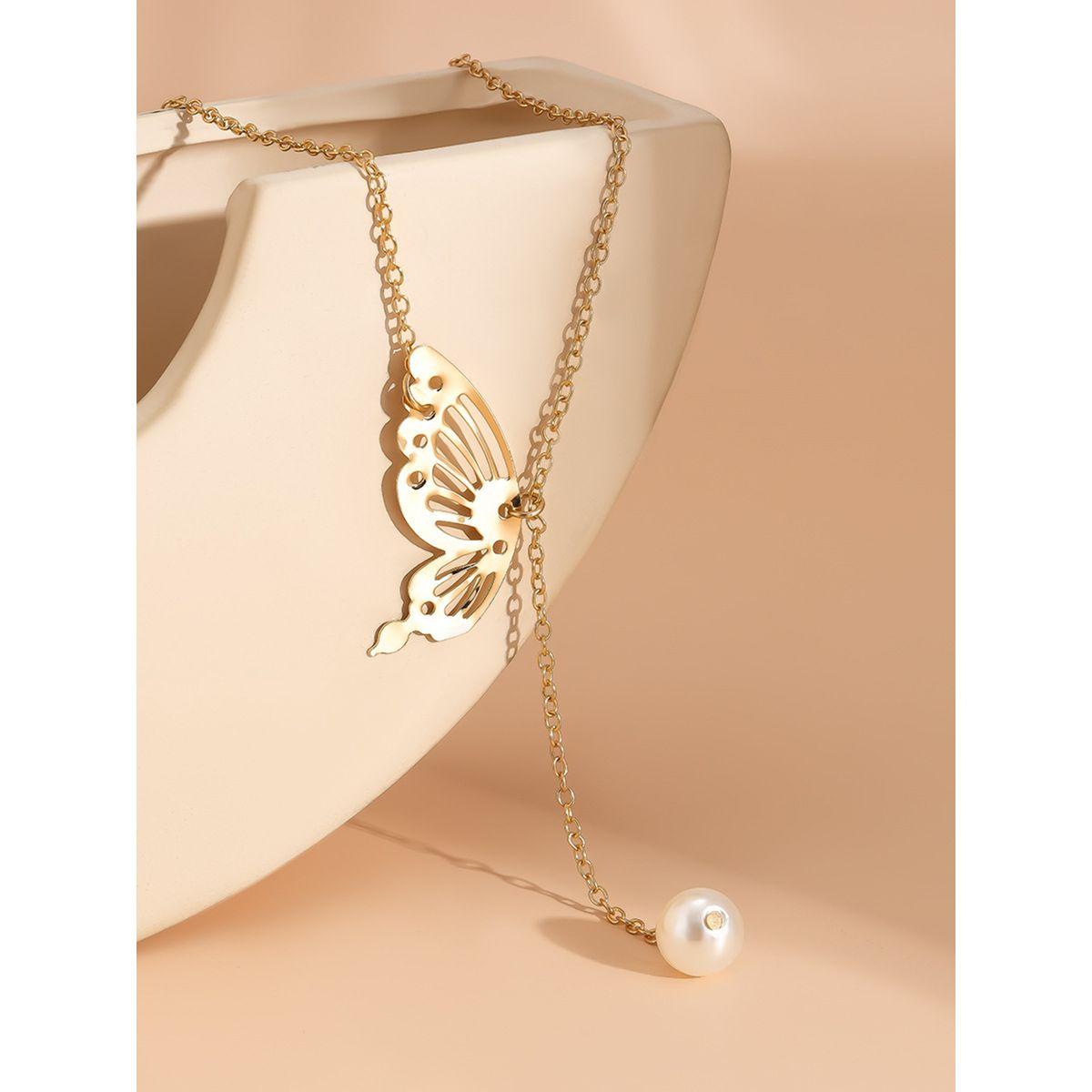 Styli Butterfly Lariat Necklace with Faux Pearl Drop-women-watchesandjewellery-jewellery-necklacesandpendants-image-6