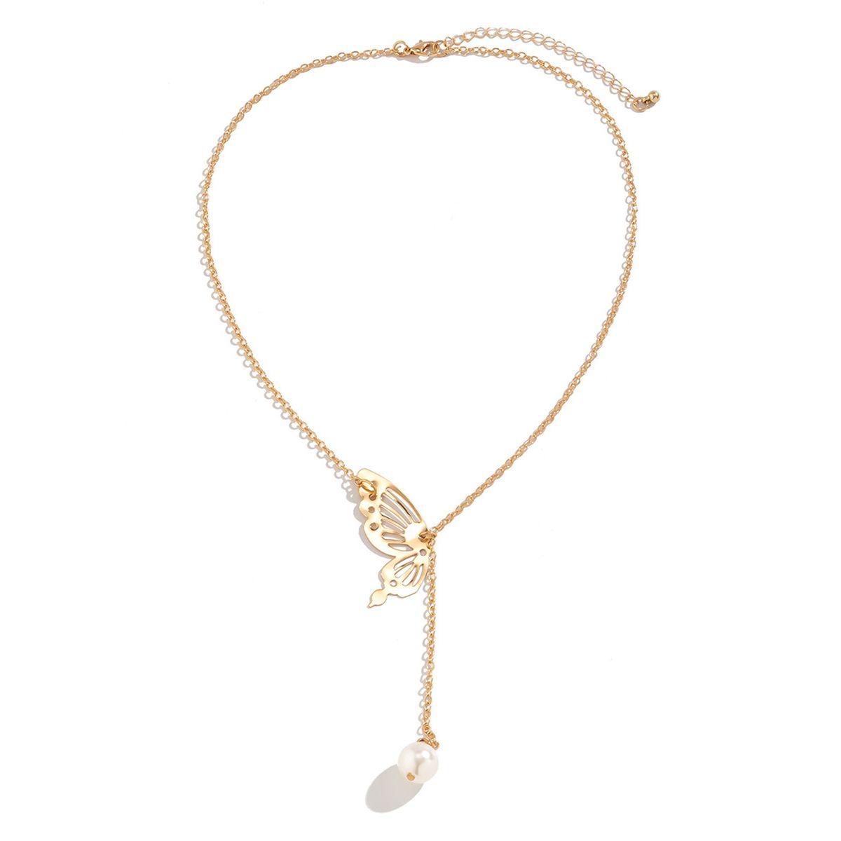 Styli Butterfly Lariat Necklace with Faux Pearl Drop-women-watchesandjewellery-jewellery-necklacesandpendants-image-7