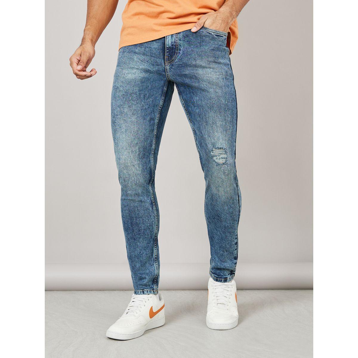 Styli Skinny Fit Light Wash Rip and Repair Jeans-men-clothing-bottoms-jeans-image-1