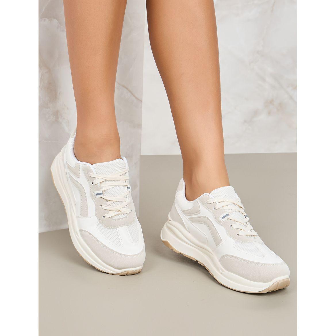 Styli Contrast Panel Lace Up Sneakers-women-shoes-sneakers-image-1