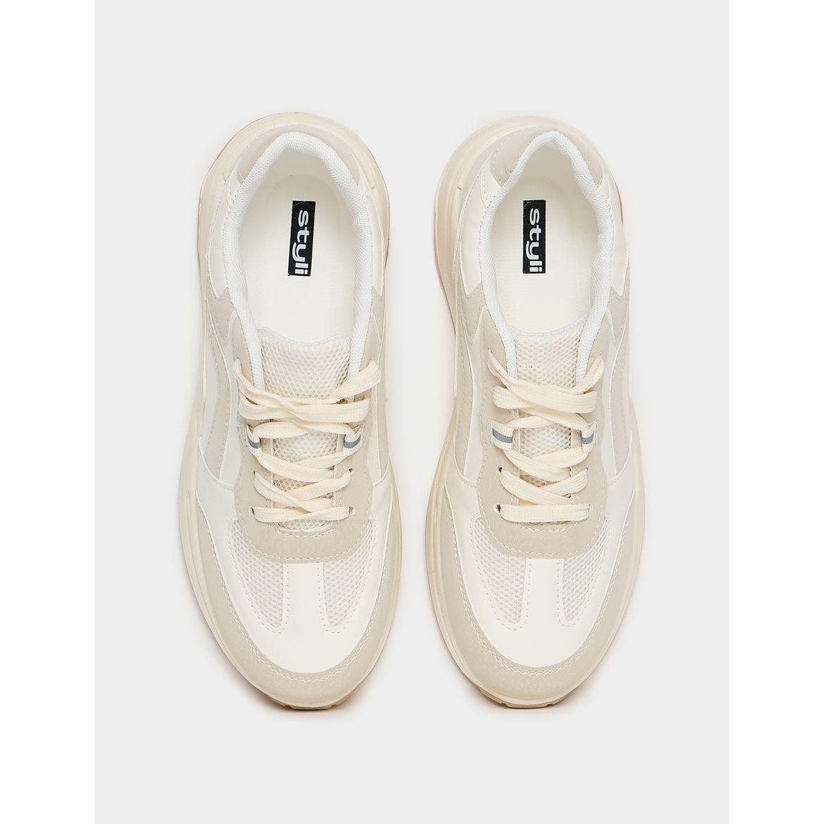 Styli Contrast Panel Lace Up Sneakers-women-shoes-sneakers-image-5