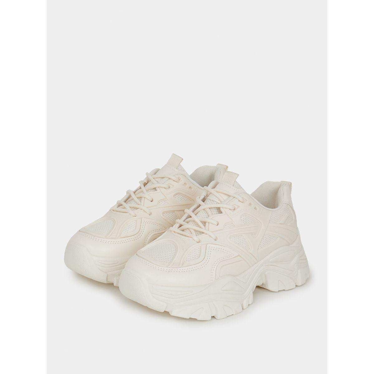 Styli Textured Lace Up Chunky Sole Sneakers-women-shoes-sneakers-image-3