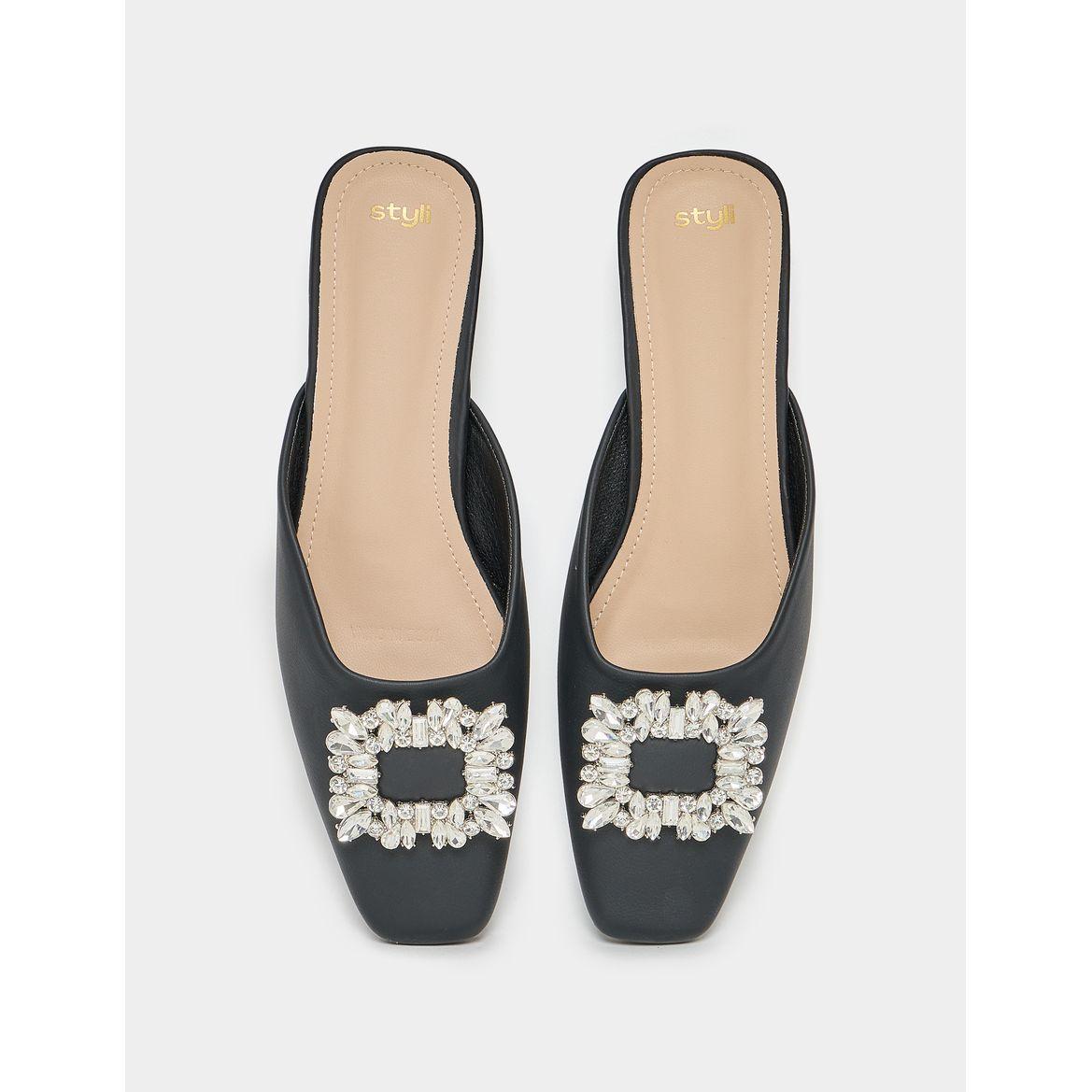 Styli Embellished Slip On Mules-women-shoes-heels-image-5
