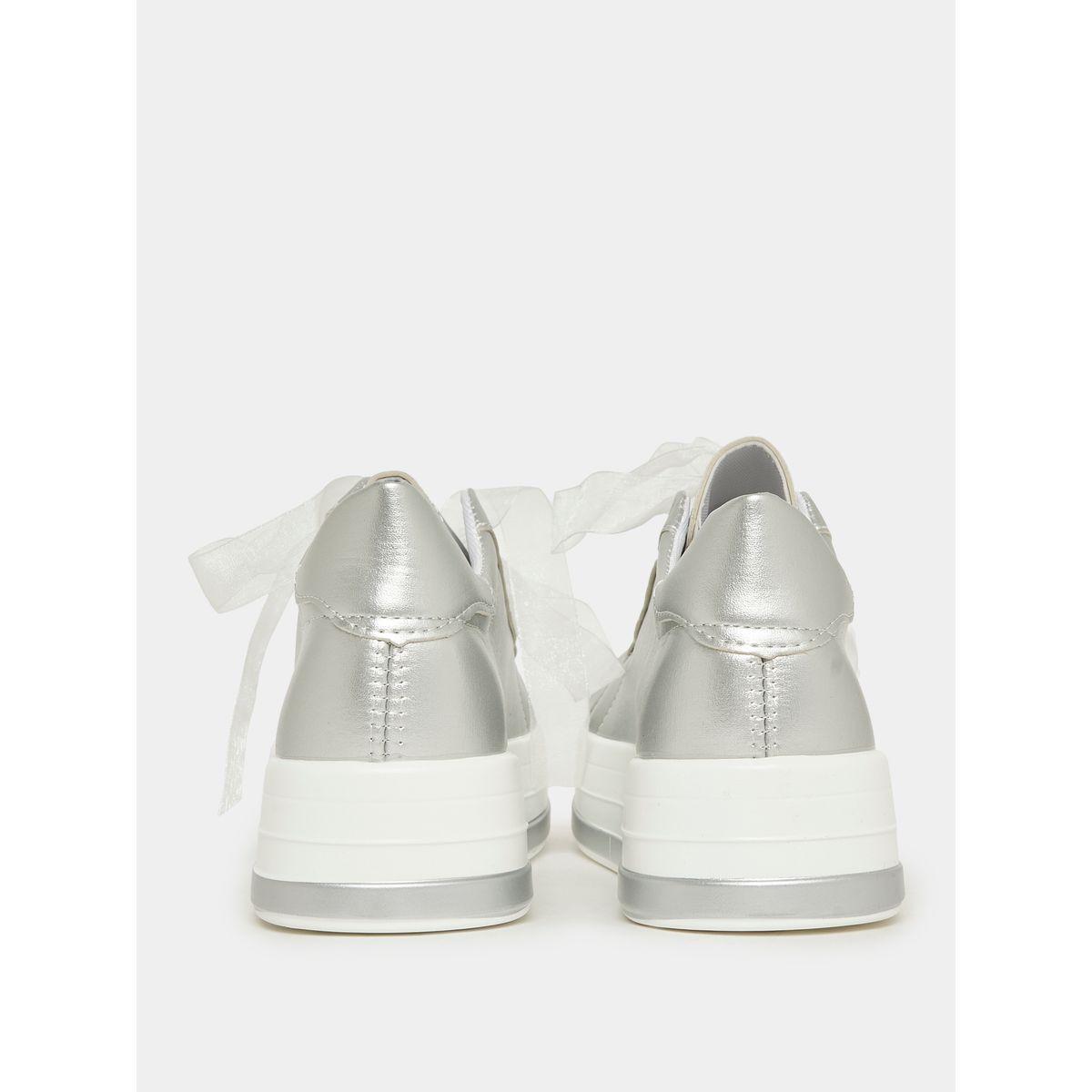 Styli Metallic Mesh Ribbon Tie Up Platform Sneakers-women-shoes-sneakers-image-4
