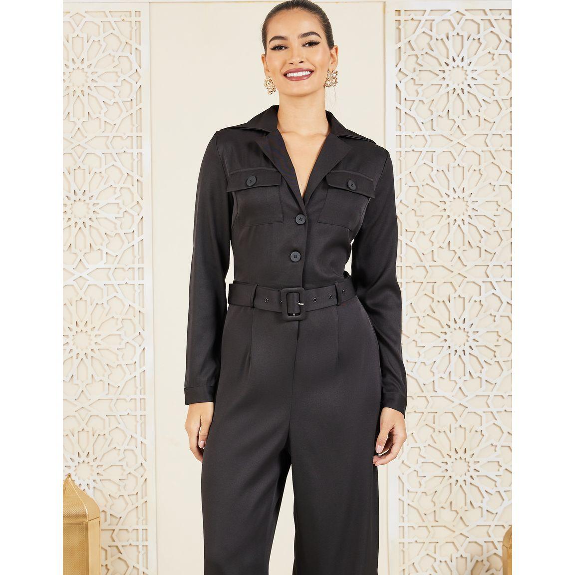 جمبسوت بأزرار غلق مع حزام-women-clothing-jumpsuits-image-3